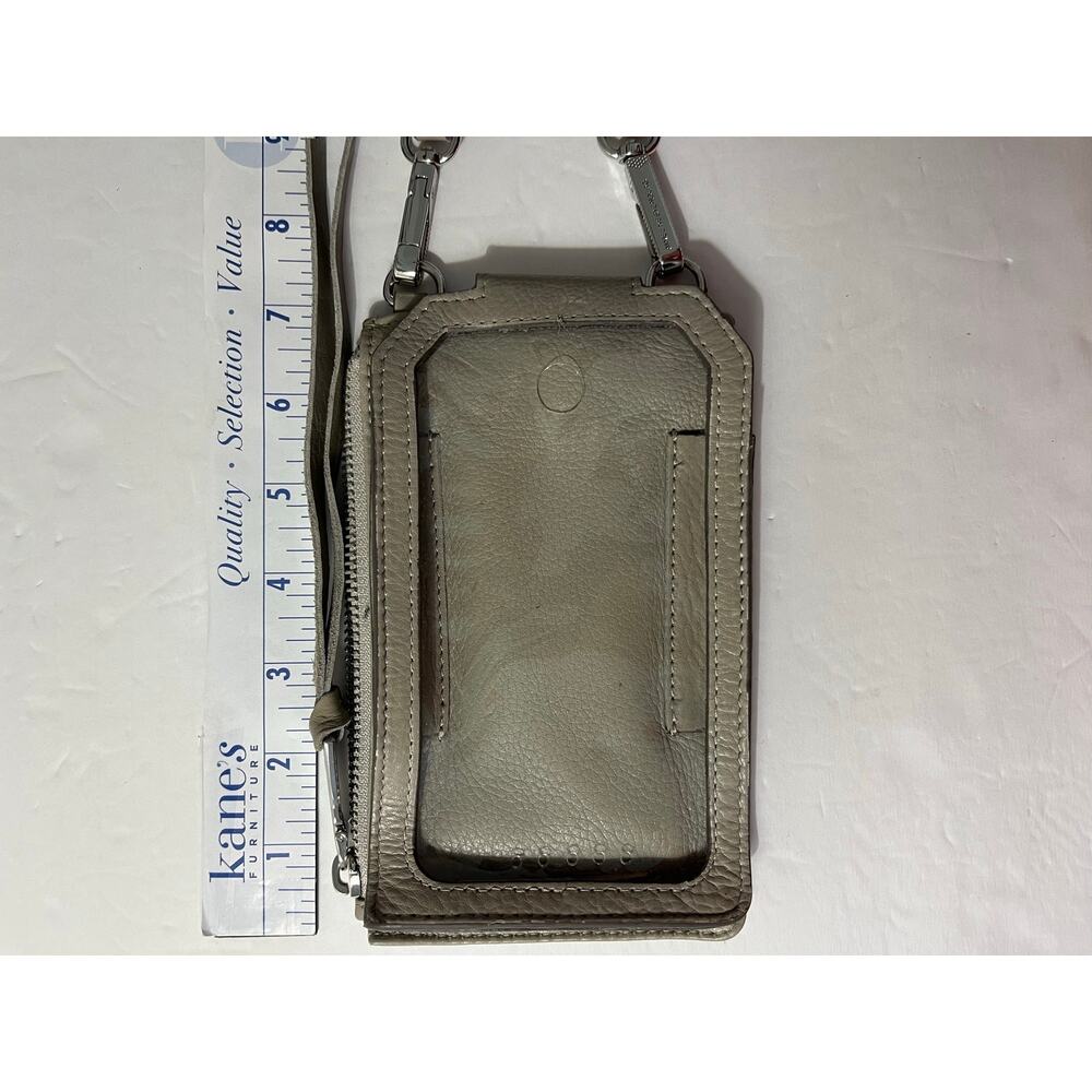 Aimee Kestenberg Leather Phone Crossbody Wallet Gray RFID Adjustable Strap